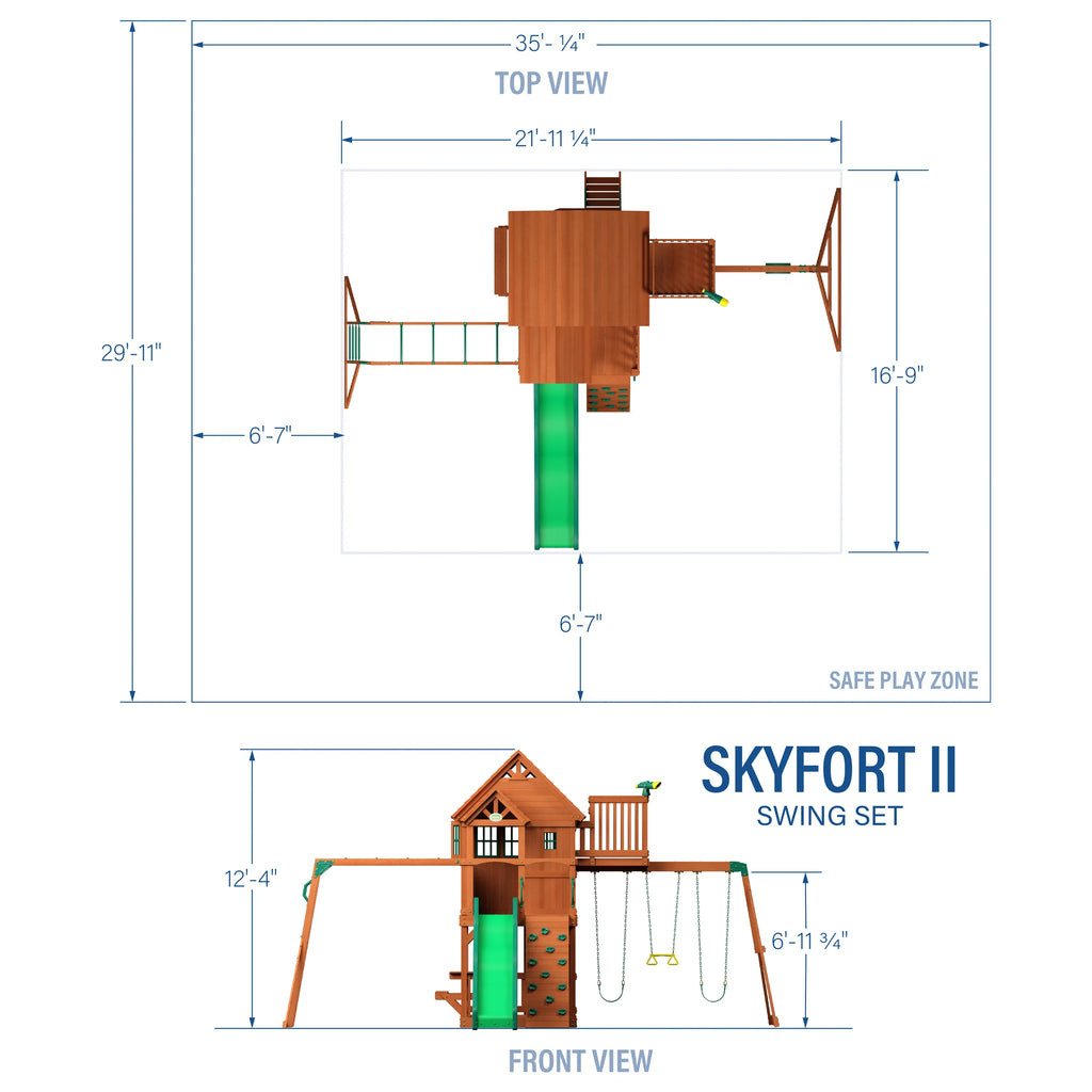 Backyard Discovery Skyfort II – drewniany plac zabaw dla dzieci 6,7 × 5,1 × 3,8 m · Backyard Discovery Skyfort II Wooden Swing & Play Set