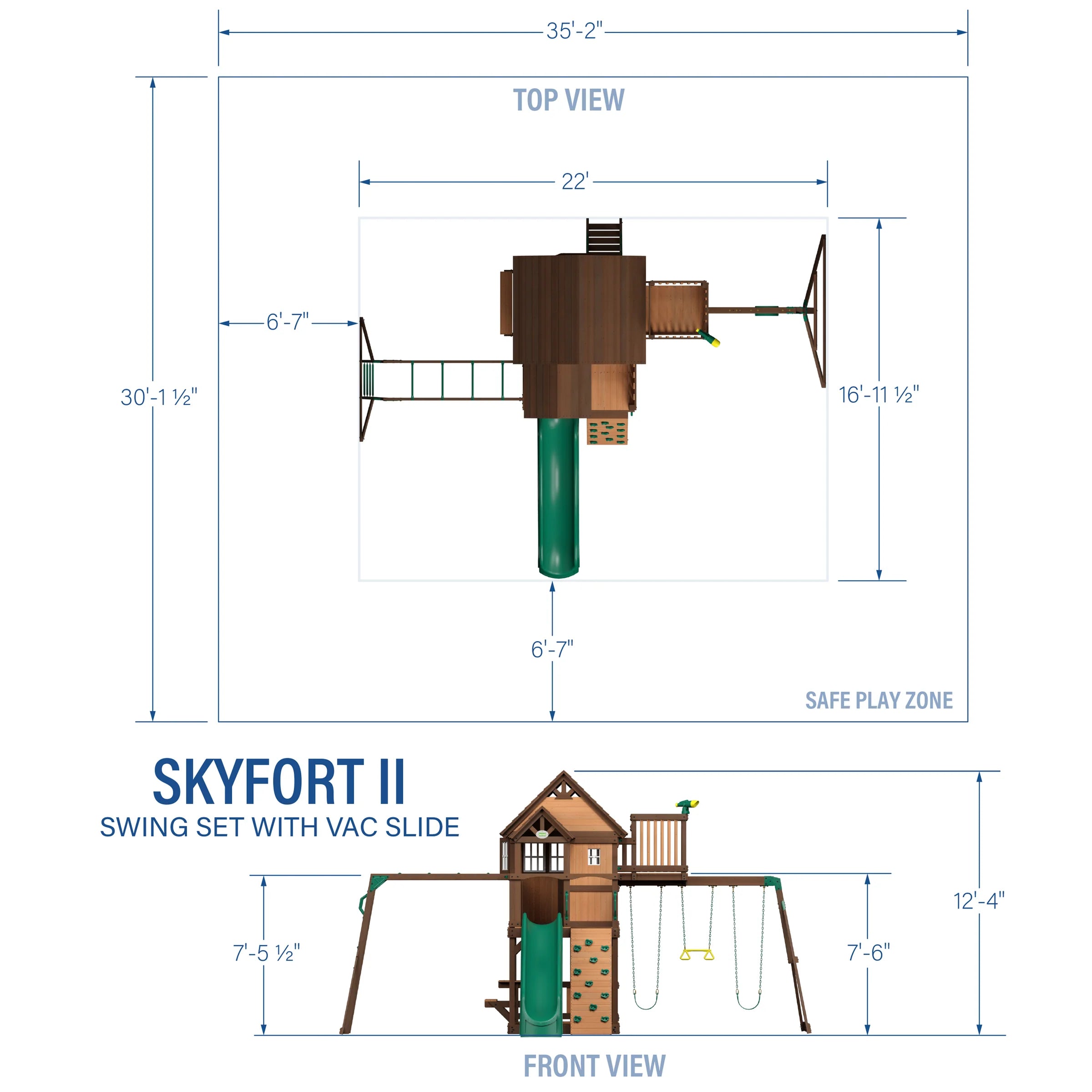 Backyard Discovery Skyfort II – Dwukolorowy drewniany plac zabaw dla dzieci 6,7 × 5,1 × 3,8 m · Backyard Discovery Skyfort II Wooden Swing & Play Set