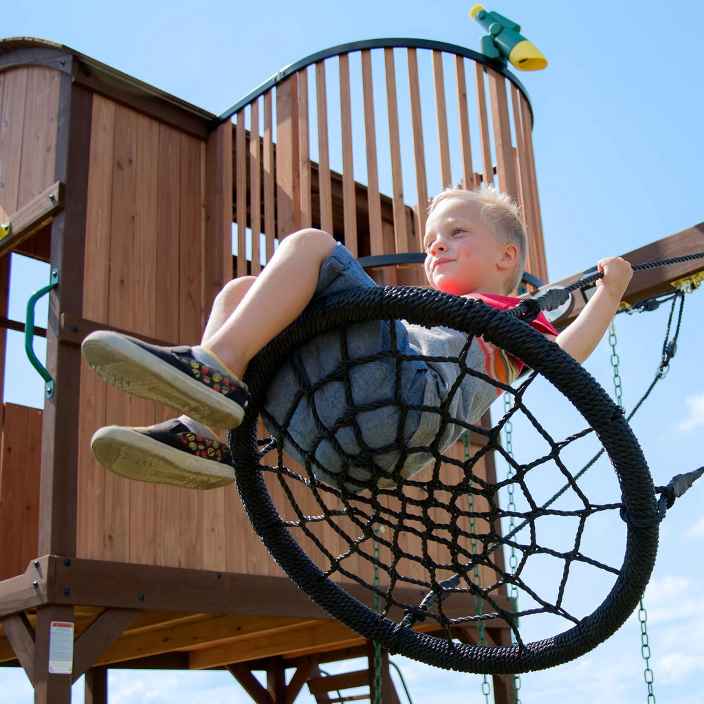 Drewniany Plac Zabaw Skyfort Elite Backyard Discovery Ze zjeżdżalnią, Huśtawkami i Domkiem