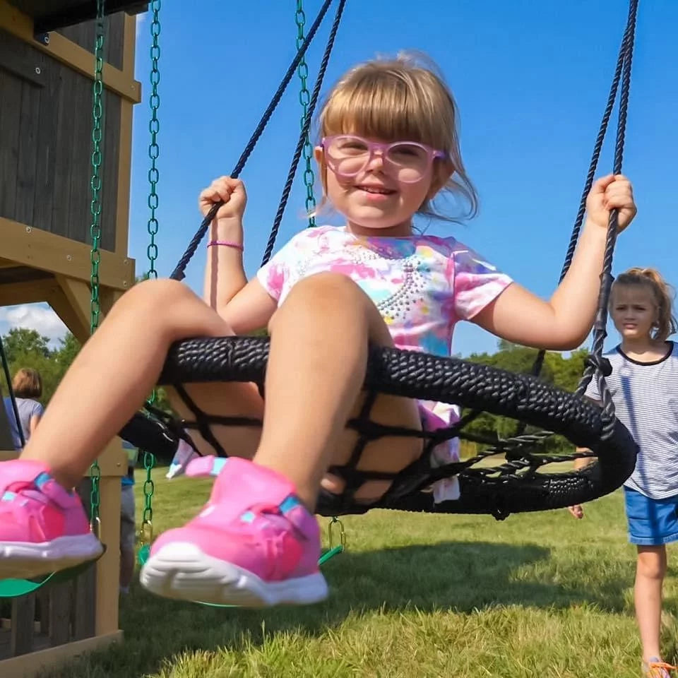 Drewniany Plac Zabaw Skyfort Elite Backyard Discovery Ze zjeżdżalnią, Huśtawkami i Domkiem