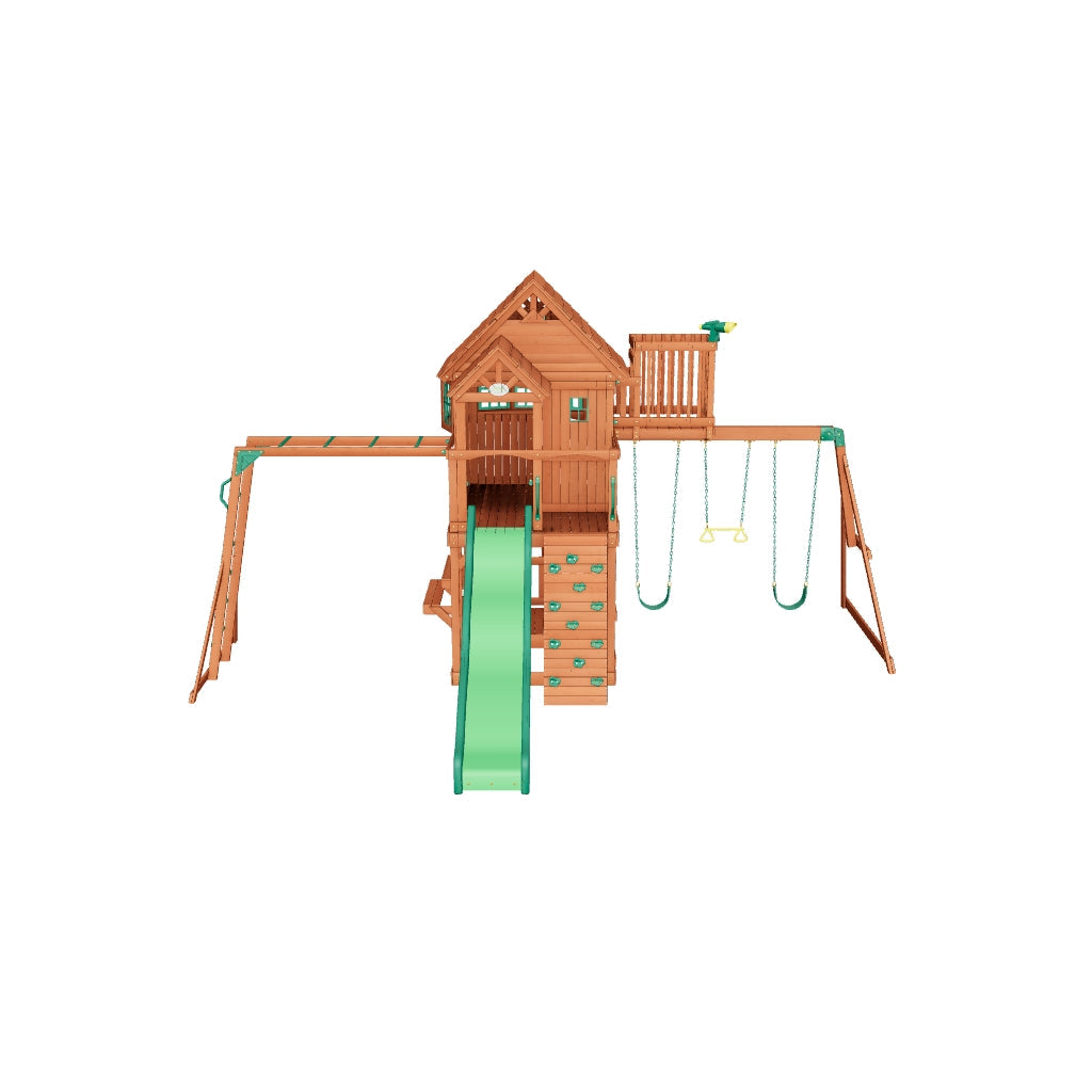 Backyard Discovery Skyfort II – drewniany plac zabaw dla dzieci 6,7 × 5,1 × 3,8 m · Backyard Discovery Skyfort II Wooden Swing & Play Set