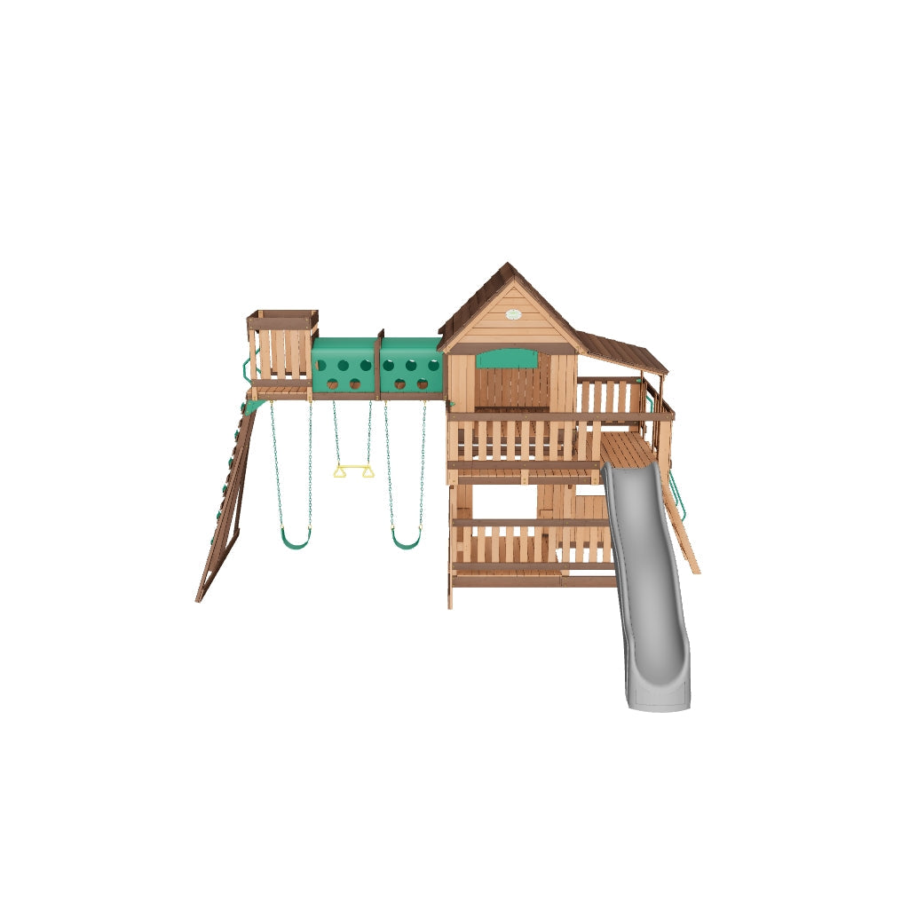 Drewniany Plac Zabaw Woodridge Elite Backyard Discovery Ze zjeżdżalnią, Huśtawkami i Tunelem